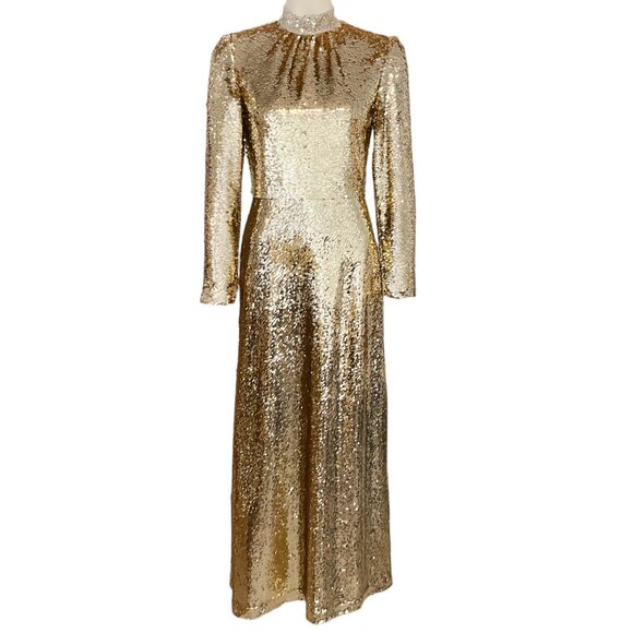 Saloni Gold Sequin Jena Midi Dress - Picture 1 of 4